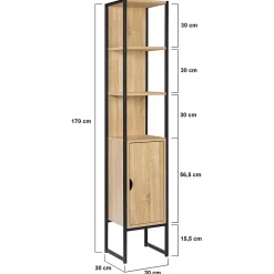 Meuble colonne salle de bain DETROIT 1 porte design industriel
