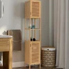 Meuble colonne salle de bain bambou BEA 2 portes