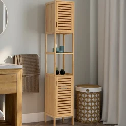 Meuble colonne salle de bain bambou BEA 2 portes