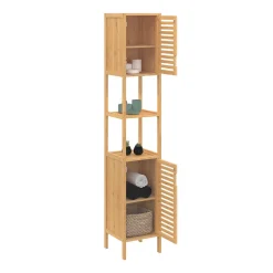 Meuble colonne salle de bain bambou BEA 2 portes