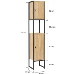 Meuble colonne salle de bain DETROIT 2 portes design industriel