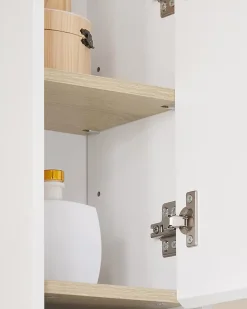 Meuble Colonne Salle de Bain, 1 Tiroir, 2 Portes, Étagères Réglables BZR34-WN SoBuy