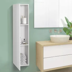 Meuble colonne salle de bain suspendu blanc LILA
