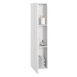 Meuble colonne salle de bain suspendu blanc LILA