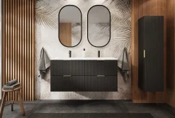 Meuble colonne suspendu de salle de bain ADEL NOIR 35 x 140 cm