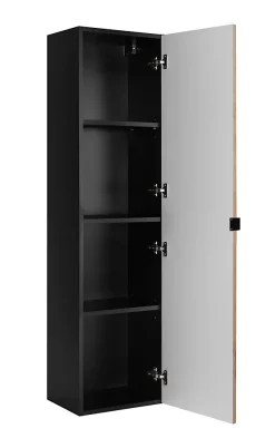 Meuble colonne suspendu de salle de bain AURA LOFT noir et chêne 35/136 cm