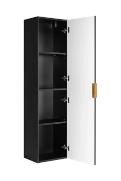 Meuble colonne suspendu de salle de bain FLOW noir 35 x 136 cm