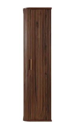Meuble colonne suspendu de salle de bain GLAMOUR coloris noyer foncé 35 x 139 cm