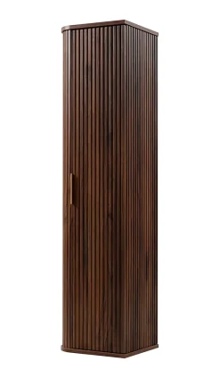 Meuble colonne suspendu de salle de bain GLAMOUR coloris noyer foncé 35 x 139 cm