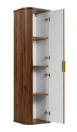 Meuble colonne suspendu de salle de bain GLAMOUR coloris noyer foncé 35 x 139 cm