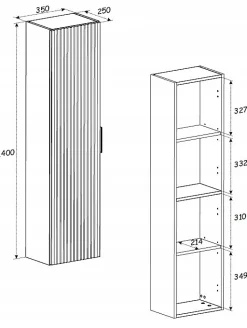Meuble colonne suspendu de salle de bain ADEL CHÊNE 35 x 140 cm