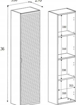 Meuble colonne suspendu de salle de bain FLOW chêne 35 x 136 cm