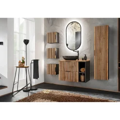 Meuble de rangement additionnel sous vasque KINOKO 2 portes Gris anthracite L20 x P57 x H46 cm Meuble suspendu