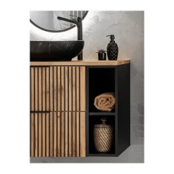 Meuble de rangement additionnel sous vasque KINOKO 2 portes Gris anthracite L20 x P57 x H46 cm Meuble suspendu