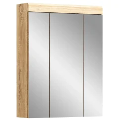 Meuble de rangement avec miroir RIDLEY Blanc et chene clair