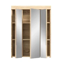 Meuble de rangement avec miroir RIDLEY Blanc et chene clair