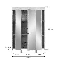 Meuble de rangement avec miroir RIDLEY Blanc et chene clair