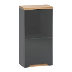 Meuble de rangement de salle de bain ERMANO Finition bois et gris brillant, 35 cm