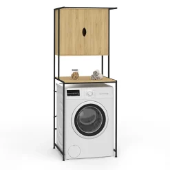 Meuble de rangement dessus machine à laver avec placard DETROIT design industriel