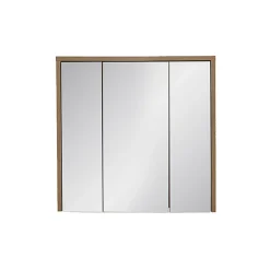 Meuble de rangement GABI 80 cm 3 portes miroir Finition ardoise et bois Meuble suspendu
