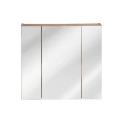 Meuble de rangement NALYA 75 cm Chene clair 3 portes avec miroirs suspendu
