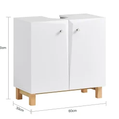 Meuble de Rangement pour Salle de Bain avec 2 Portes, BZR92-W, SoBuy
