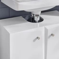 Meuble de Rangement pour Salle de Bain avec 2 Portes, BZR92-W, SoBuy