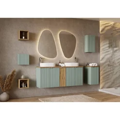 Meuble de rangement salle de bain ELVINA 1 porte 30x30 cm Vert sauge pastel Meuble suspendu