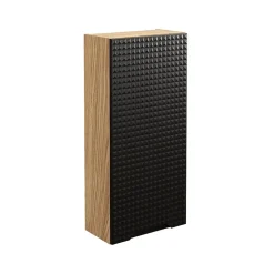 Meuble de rangement salle de bain VELNIA 1 porte 35 cm Coloris chene clair et noir Meuble suspendu