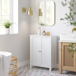 Meuble de rangement salle de bain avec 2 portes - L60 cm