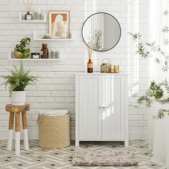 Meuble de rangement salle de bain avec 2 portes - L60 cm