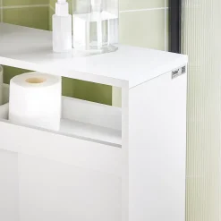 Meuble de Rangement Salle de Bain Armoire WC pour Papier Toilette, BZR02-W, SoBuy