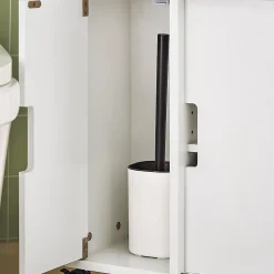 Meuble de Rangement Salle de Bain Armoire WC pour Papier Toilette, BZR02-W, SoBuy