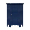 Meuble de rangement sur pied effet bois bleu porte persienne