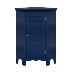 Meuble de rangement sur pied effet bois bleu porte persienne