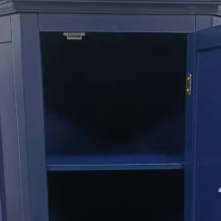 Meuble de rangement sur pied effet bois bleu porte persienne