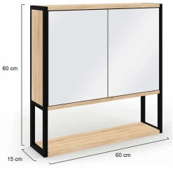 Meuble de rangement suspendu avec miroir pour salle de bain DETROIT design industriel