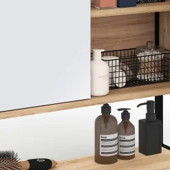 Meuble de rangement suspendu avec miroir pour salle de bain DETROIT design industriel