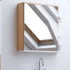 Meuble de rangement suspendu avec miroir et étagères pour salle de bain TOMI façon hêtre et blanc