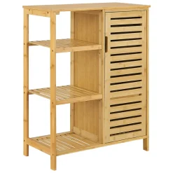 Meuble de rangement Vetlanda avec étagère pour salle de bain bambou en.casa