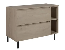 Meuble de salle de bain 100 cm (80+20) avec plan de travail supérieur + pieds meuble, Couleur: Chêne Foncé, 100 x 46 x 80,7 cm