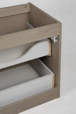 Meuble de salle de bain 100 cm (80+20) avec plan de travail supérieur + pieds meuble, Couleur: Chêne Foncé, 100 x 46 x 80,7 cm