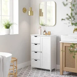 Meuble de salle de bain 1 Porte 4 Tiroirs - L55 cm