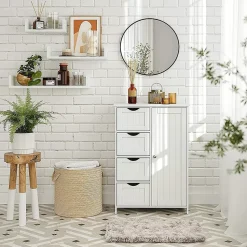 Meuble de salle de bain 1 Porte 4 Tiroirs - L55 cm