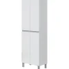 Meuble de salle de bain - double colonne - Blanc brillant - 4 portes - L60 x P35 x H182 cm - DESTAL