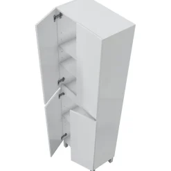 Meuble de salle de bain - double colonne - Blanc brillant - 4 portes - L60 x P35 x H182 cm - DESTAL