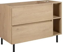 Meuble de salle de bain 100 cm (80+20), pieds, Couleur : Chêne Clair, 100 x 46 x 80,7 cm, sans plan de travail