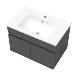 Meuble de salle de bain 60 cm avec vasque suspendu 2 portes meuble de salle de bain anthracite