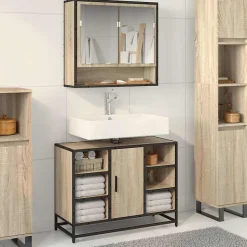 Meuble de salle de bain avec lavabo Chêne Sonoma 80 x 33 x 60 cm Bois d'ingénierie vidaXL