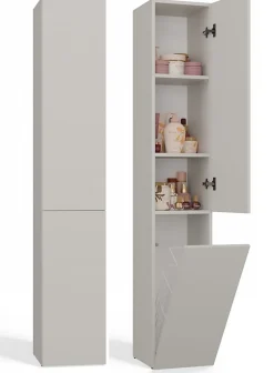 Meuble de salle de bain avec panier à linge, cachemire, 174 x 31 x 30cm
